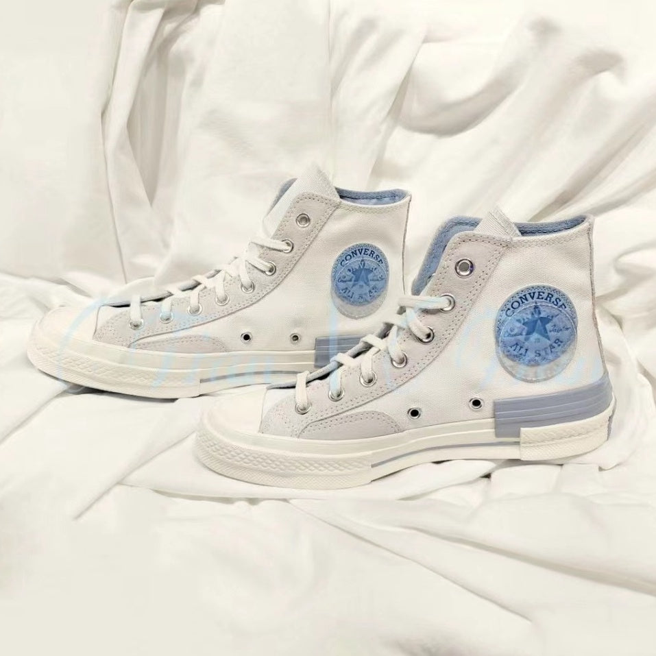 Converse chuck Taylor allstar 1970s crystal standard stitching structure patch high-top casual canvas shoes blue pink