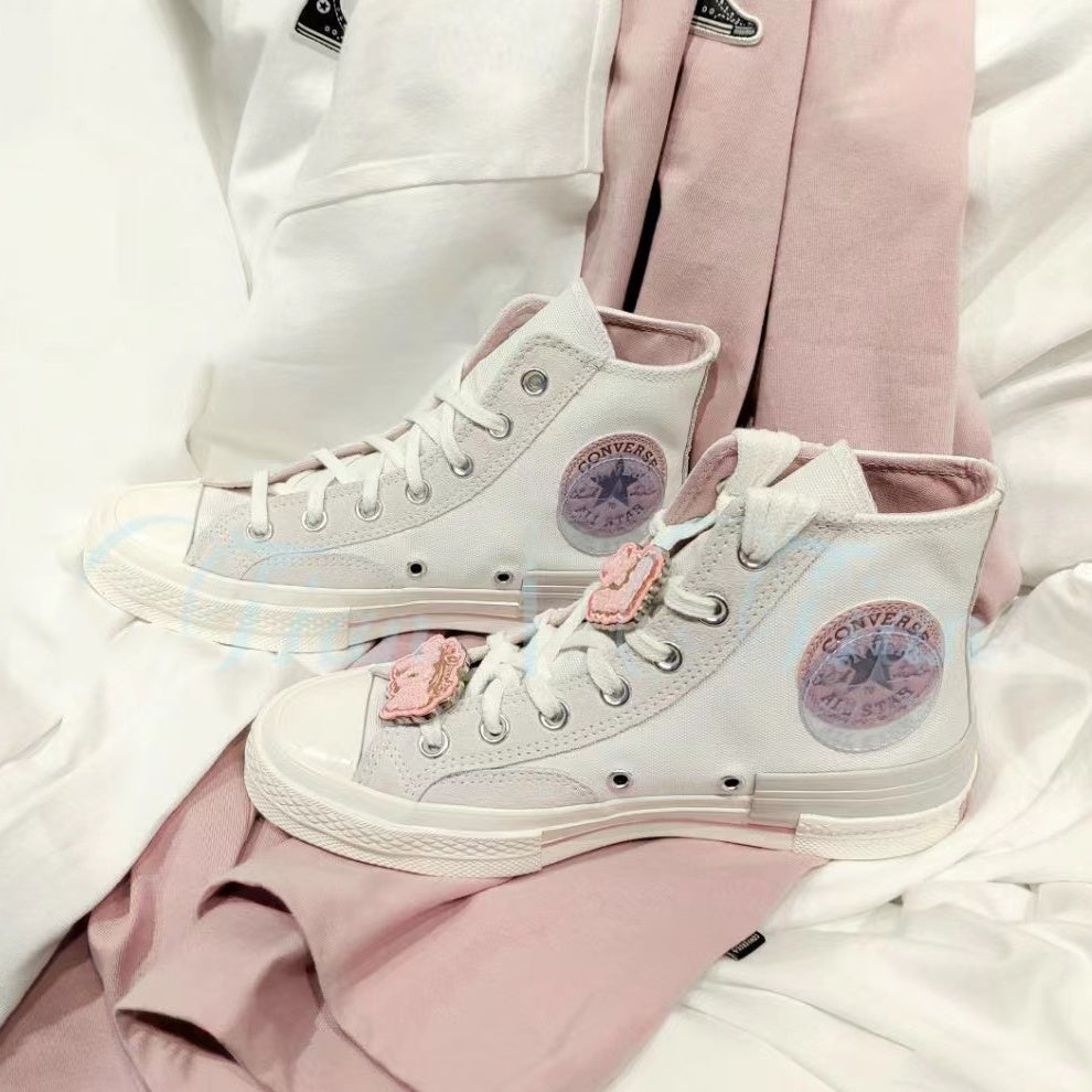 Converse chuck Taylor allstar 1970s crystal standard stitching structure patch high-top casual canvas shoes blue pink