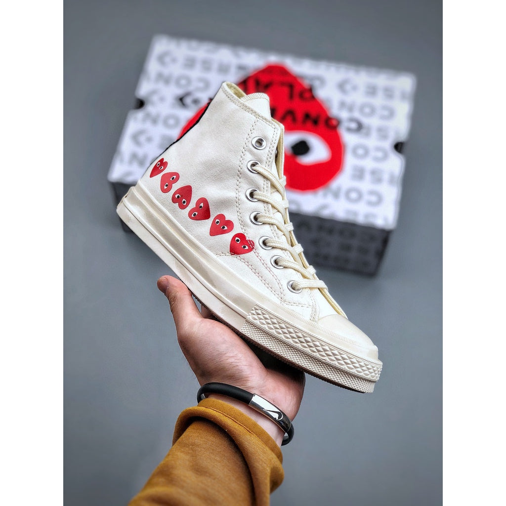 Converse CDG X 1970s play x jointly High top casual men's and women's canvas shoes black and white