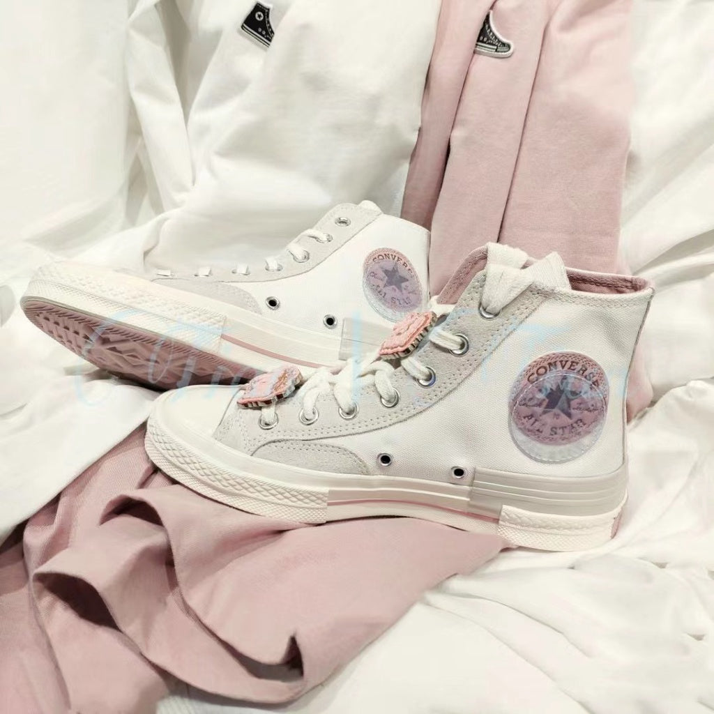 Converse chuck Taylor allstar 1970s crystal standard stitching structure patch high-top casual canvas shoes blue pink