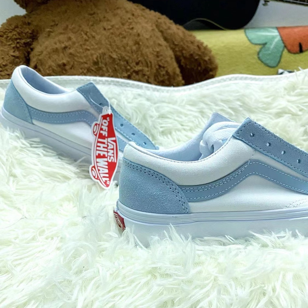 Vans Style 36 Morandi Grey Canvas Shoes Two-color blue and white stitching contrast color low-top casual skateboard shoe