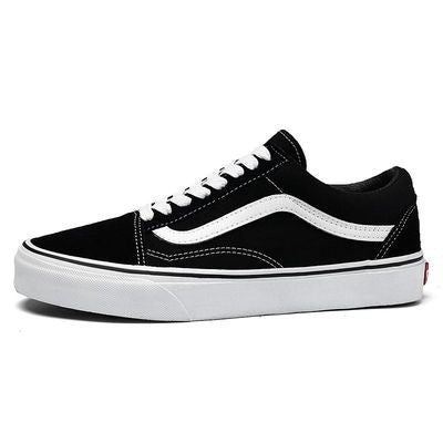 VANS OLD SKOOL CLASSIC black, red and blue women's low-top sneakers KASUT PEREMPUAN LELAKI