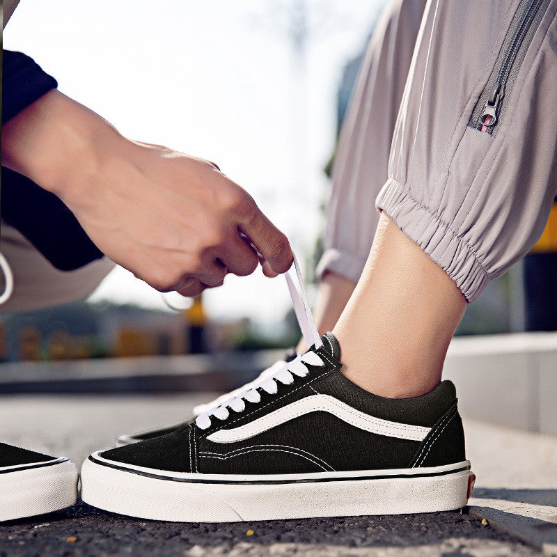 VANS OLD SKOOL CLASSIC black, red and blue women's low-top sneakers KASUT PEREMPUAN LELAKI