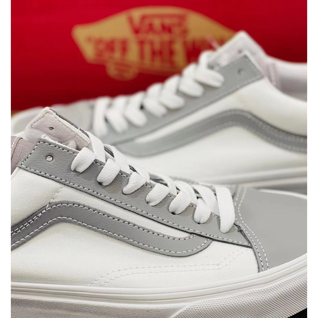 Vans Style 36 Morandi Grey Canvas Shoes Two-color blue and white stitching contrast color low-top casual skateboard shoe