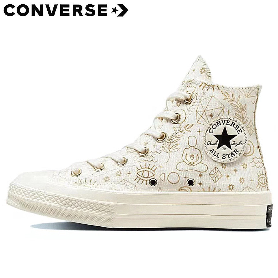 Converse Chuck All 1970S New High Top Canvas Shoes Sun Moon Star Print Graffiti Unisex A02207C