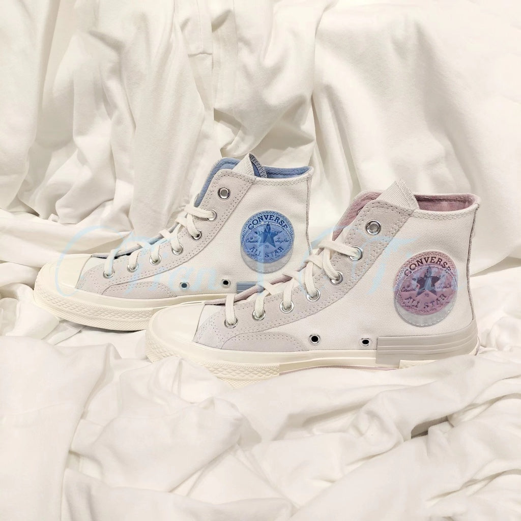 Converse chuck Taylor allstar 1970s crystal standard stitching structure patch high-top casual canvas shoes blue pink