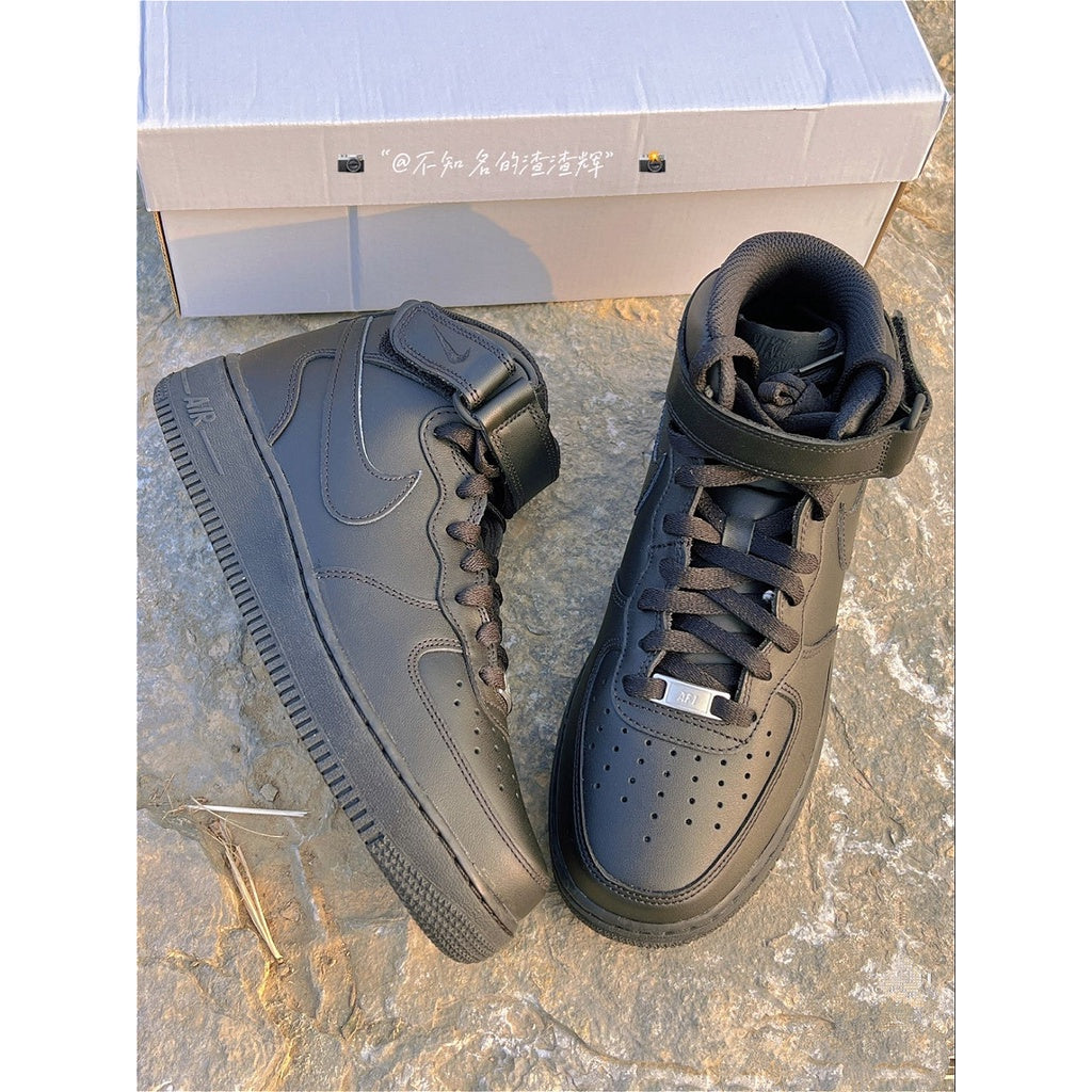 Nike Air Force 1 Mid '07 Original High Top Sports Men's Casual Women's Shoes Pure White "Pure Black" Red Hook