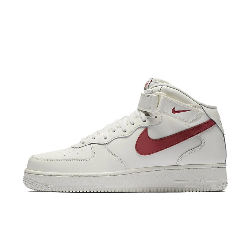 Nike Air Force 1 Mid '07 Original High Top Sports Men's Casual Women's Shoes Pure White "Pure Black" Red Hook