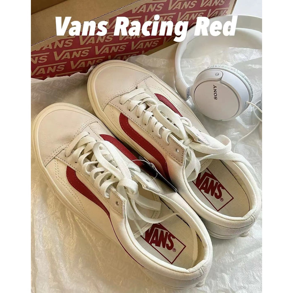 VANS OLD SKOOL CLASSIC black, red and blue women's low-top sneakers KASUT PEREMPUAN LELAKI