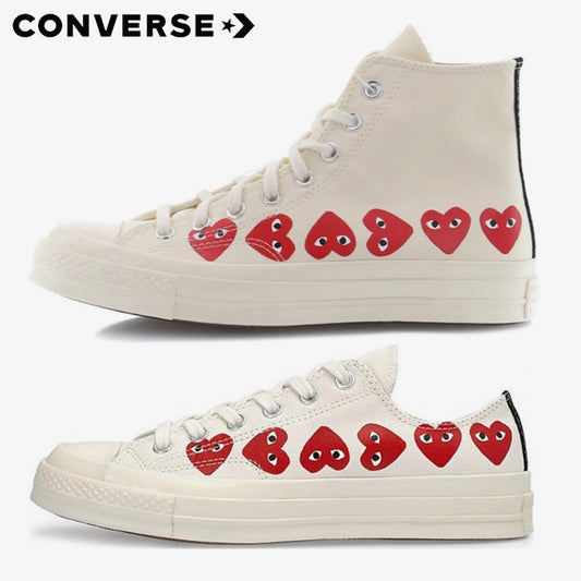 Converse CDG X 1970s  play x jointly High top casual men's and women's canvas shoes black and white