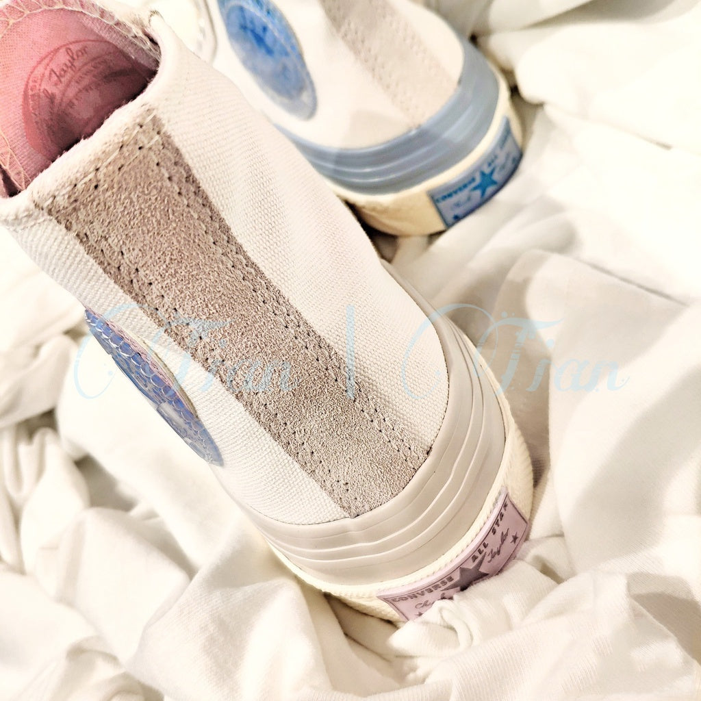 Converse chuck Taylor allstar 1970s crystal standard stitching structure patch high-top casual canvas shoes blue pink