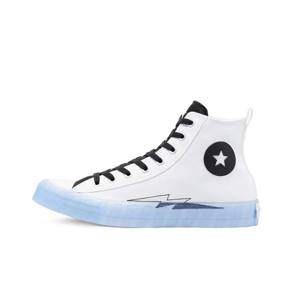 Converse Black lce Not A x Chuck White and Black Lightning High Converse Men's and Women's Canvas Shoes