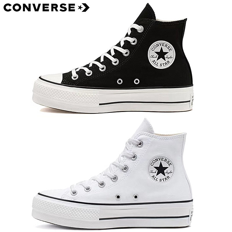 Converse Chuck All Star Canvas Platform High Top Platform High Top Canvas Shoes Black & White