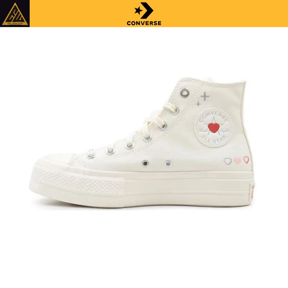 Converse Comfortable and Versatile, Anti slip and Wear resistant High top Canvas Shoes for Women, White