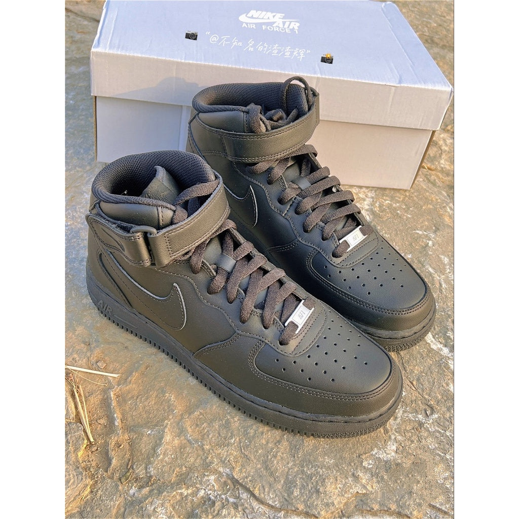 Nike Air Force 1 Mid '07 Original High Top Sports Men's Casual Women's Shoes Pure White "Pure Black" Red Hook
