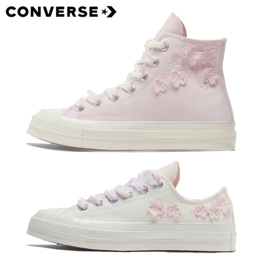 Converse 1970s Women's Cherry Blossom Embroidery high top low top Casual Canvas Shoes A06221CA06222C