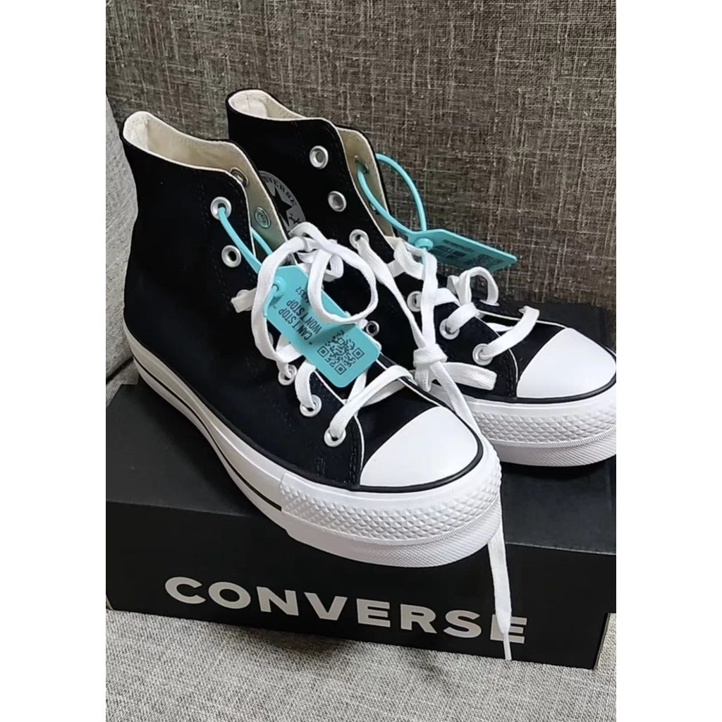 Converse Chuck All Star Canvas Platform High Top Platform High Top Canvas Shoes Black & White