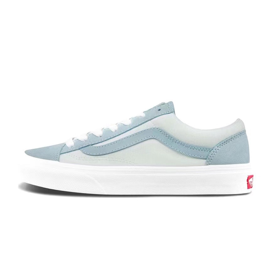 Vans Style 36 Morandi Grey Canvas Shoes Two-color blue and white stitching contrast color low-top casual skateboard shoe