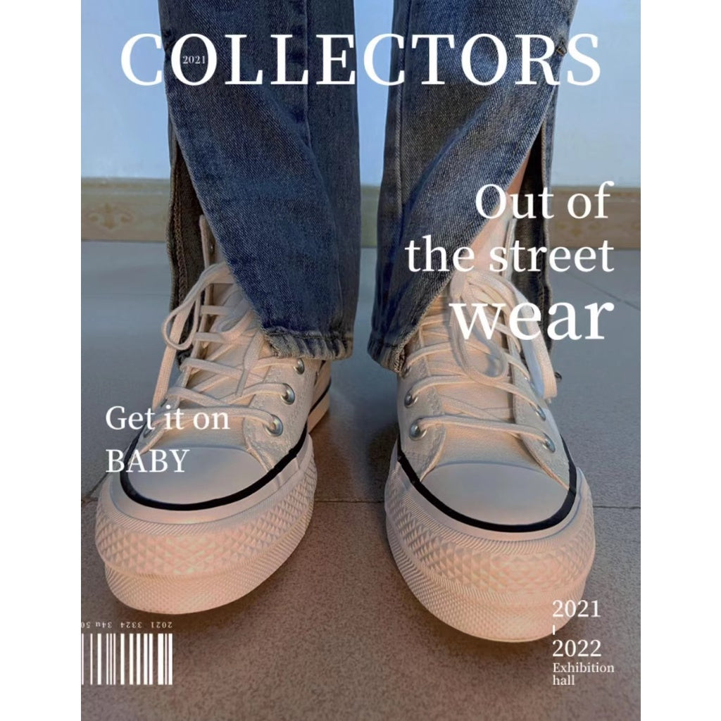 Converse Chuck All Star Canvas Platform High Top Platform High Top Canvas Shoes Black & White