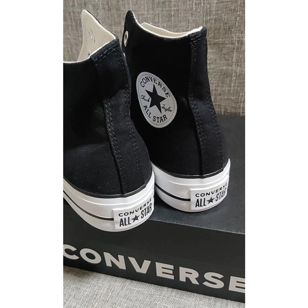 Converse Chuck All Star Canvas Platform High Top Platform High Top Canvas Shoes Black & White