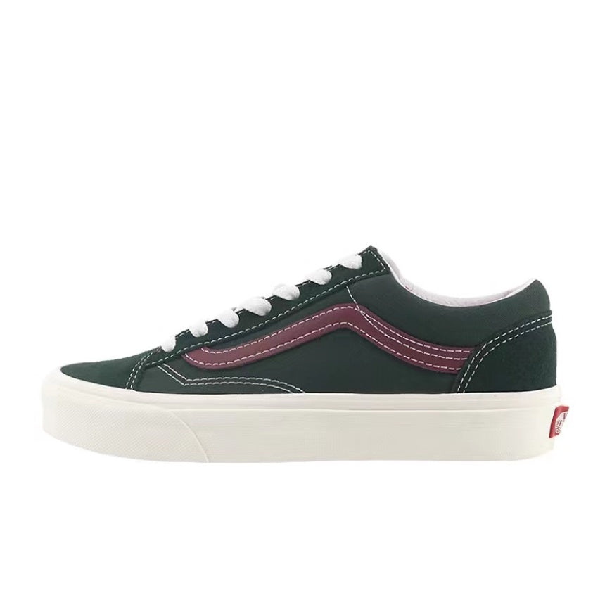 Vans Style 36 Morandi Grey Canvas Shoes Two-color blue and white stitching contrast color low-top casual skateboard shoe