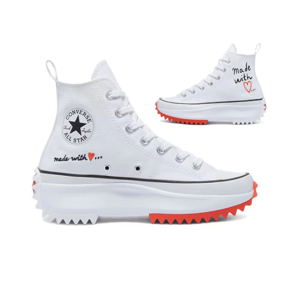 Converse valentine`s Day Run Star Hike Valentine's Day limited order Couples high-top casual release shoes Elevated shoe