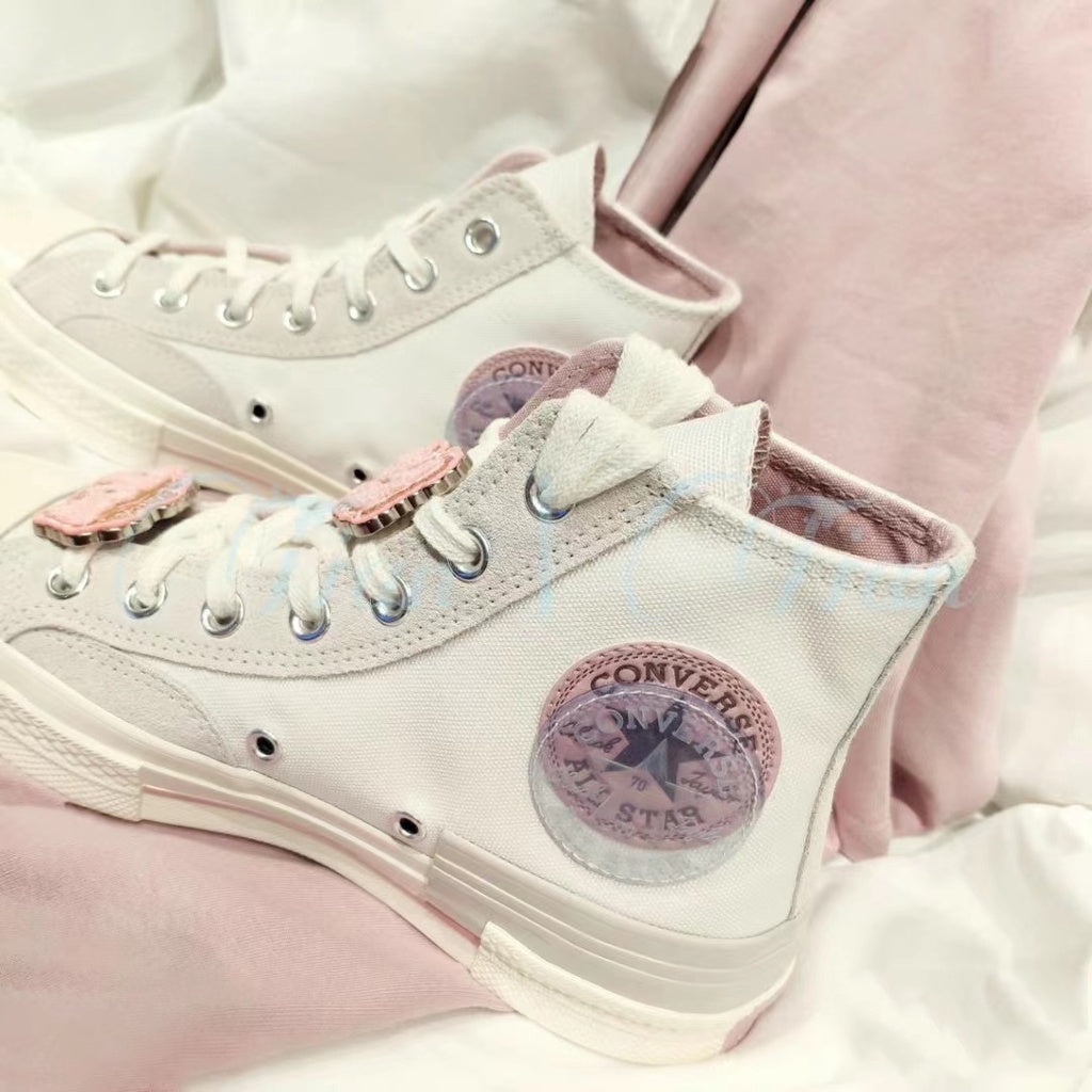 Converse chuck Taylor allstar 1970s crystal standard stitching structure patch high-top casual canvas shoes blue pink