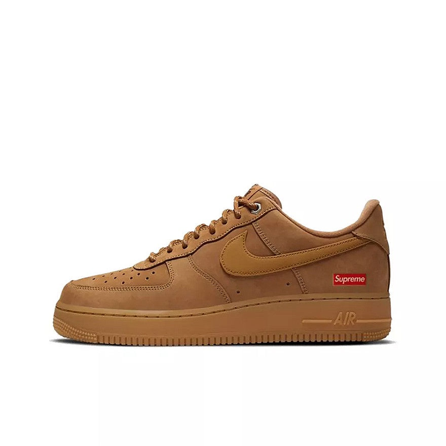 Nike Air Force 1 Supreme Low 'Box Logo' Men's Sneakers Women's Sneakers White Wheat Black.