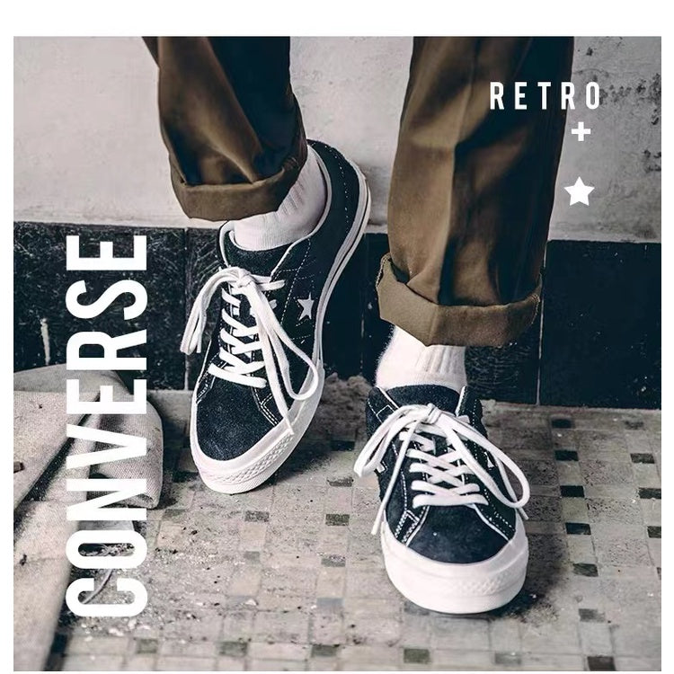 Converse One Star Black Suede Classic Retro Low Top Casual Sneakers Men's and Women's Fashion Casual Shoes Blue Green