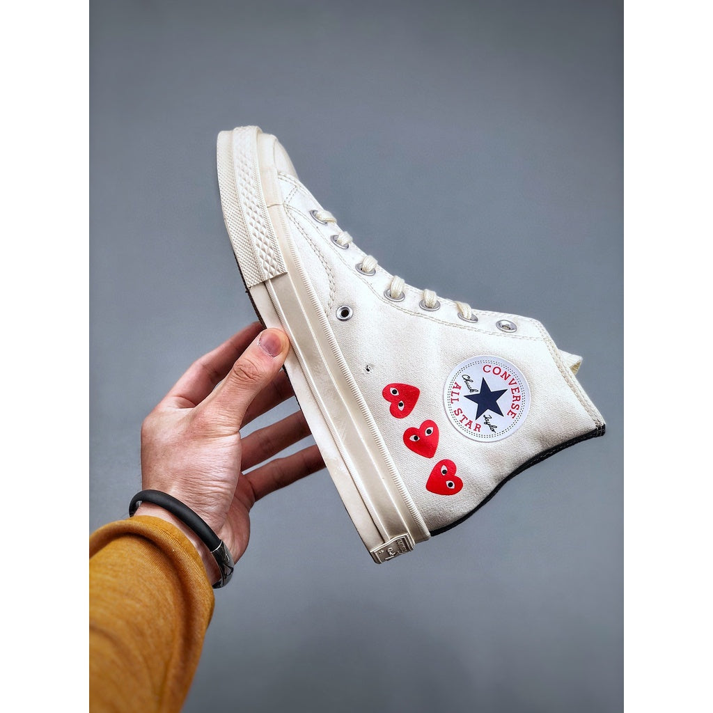 Converse CDG X 1970s  play x jointly High top casual men's and women's canvas shoes black and white