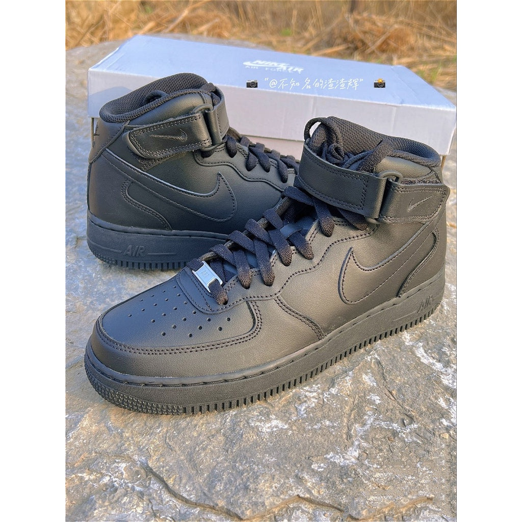 Nike Air Force 1 Mid '07 Original High Top Sports Men's Casual Women's Shoes Pure White "Pure Black" Red Hook