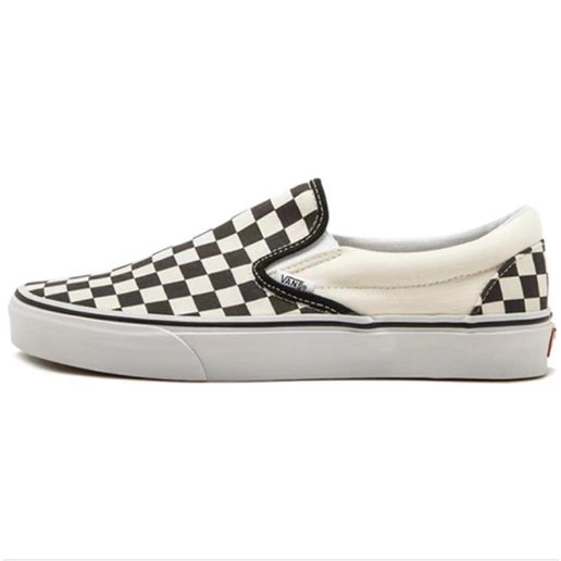 Vans black and white checkerboard lattice couple low top canvas shoes new pedal lazy shoes men's shoes women's shoes