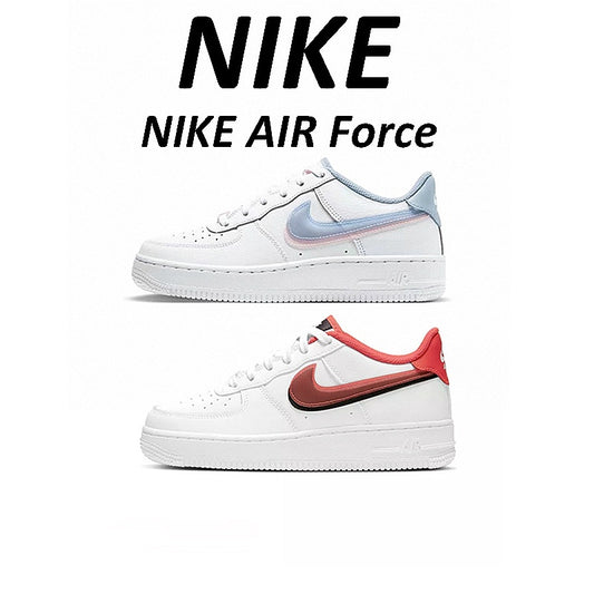 Nike Air Force 1 AF1Nike Air Force One Women's White Blue Pink 'White Red Black Double Hook Stitching Casual Shoes