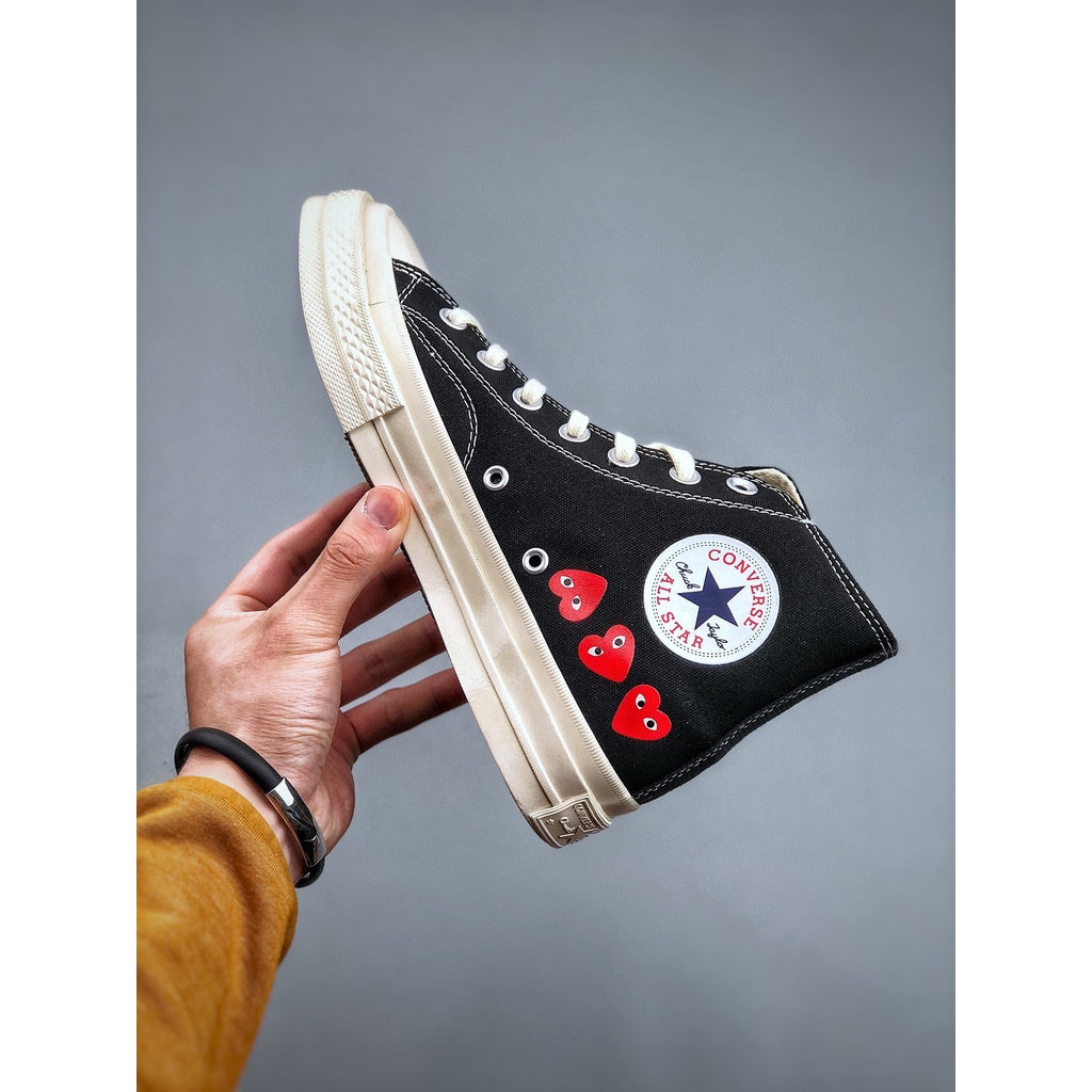 Converse CDG X 1970s  play x jointly High top casual men's and women's canvas shoes black and white