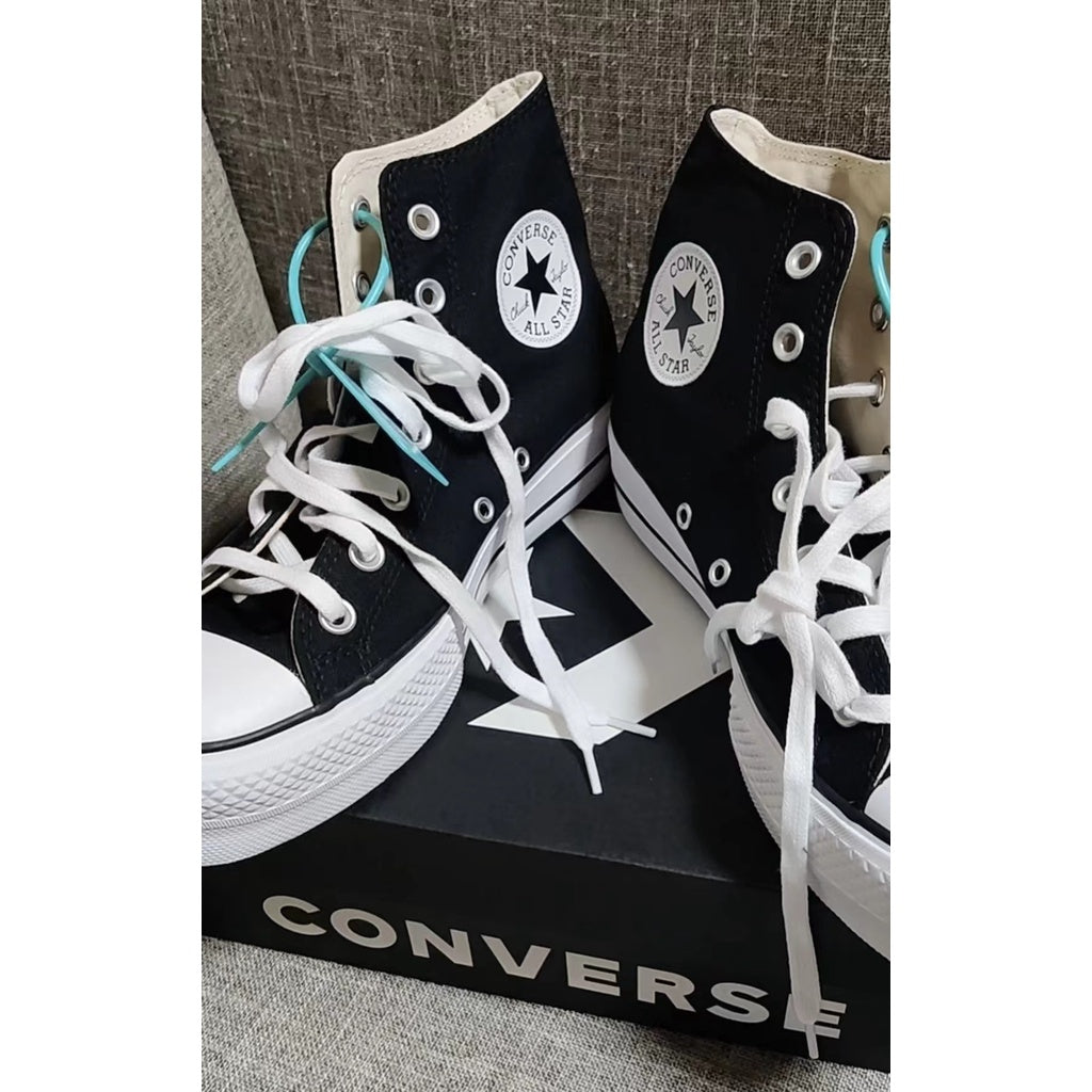 Converse Chuck All Star Canvas Platform High Top Platform High Top Canvas Shoes Black & White