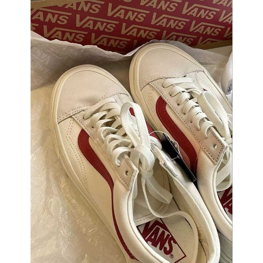 VANS OLD SKOOL CLASSIC black, red and blue women's low-top sneakers KASUT PEREMPUAN LELAKI
