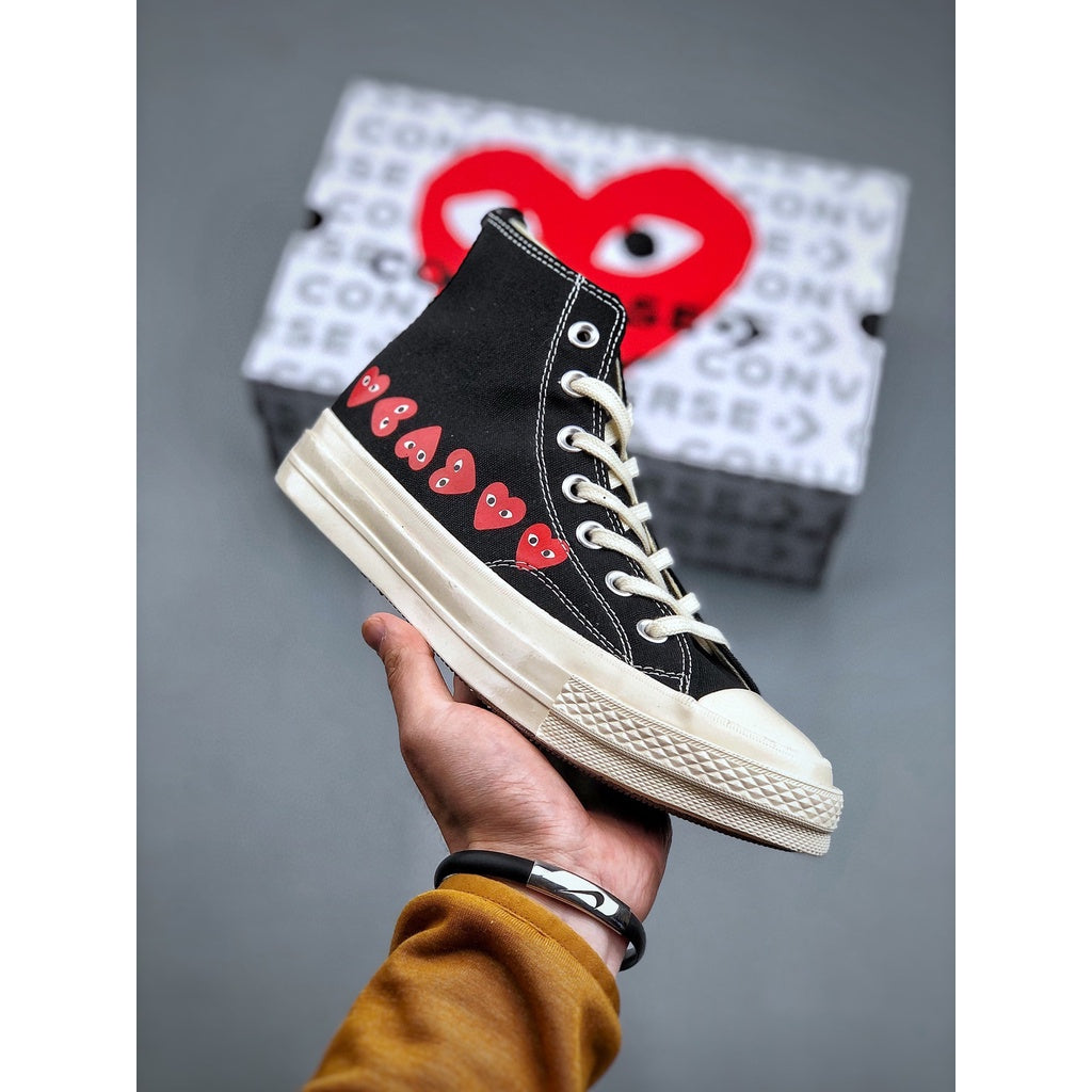 Converse CDG X 1970s  play x jointly High top casual men's and women's canvas shoes black and white