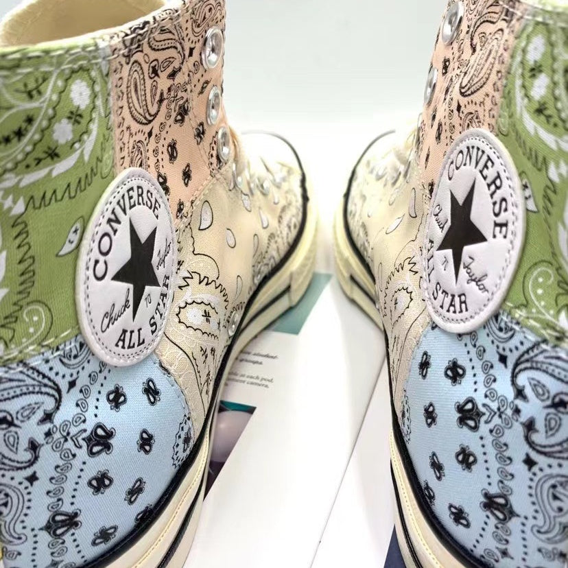 Converse Offspring Paisley X converse pathwork chuck 1970s stitching cashew flower high-top canvas shoes unisex